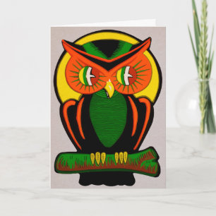 Retro Owl Halloween Kaart