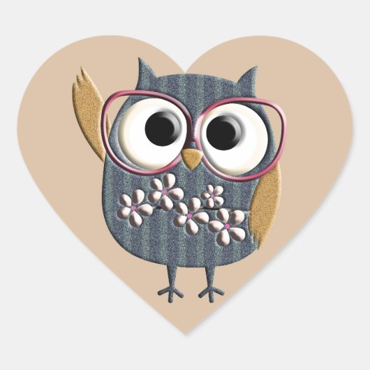 Retro  Owl Hart Sticker (Voorkant)