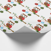 Retro Owl Kerstmis Cadeaupapier (Hoek)