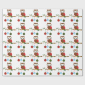 Retro Owl Kerstmis Cadeaupapier (Vlak)