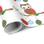 Retro Owl Kerstmis Cadeaupapier (Rol Hoek)