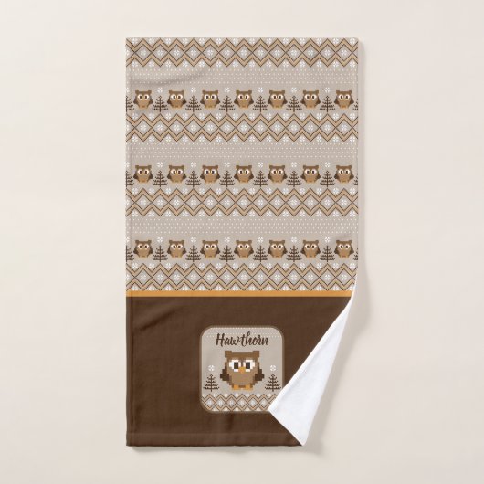 Retro Owl Knet Design Bad Handdoek (Handdoek)