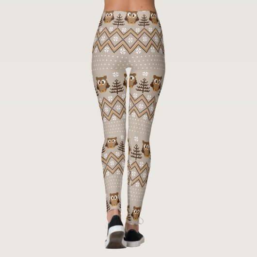Retro Owl Knet Design Leggings (Achterkant)