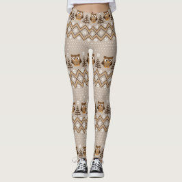 Retro Owl Knet Design Leggings
