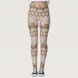 Retro Owl Knet Design Leggings