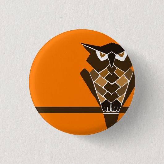 Retro Owl-knop (bruin) Ronde Button 3,2 Cm (Voorkant)