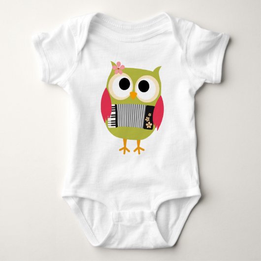Retro Owl met Accordion - Cute! Romper (Voorkant)