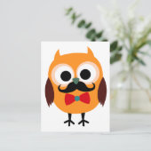 Retro Owl met Handlebar Mustache Mustache Briefkaart (Staand voorkant)