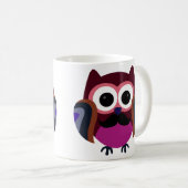 Retro Owl met Mustache Koffiemok (Voorkant rechts)