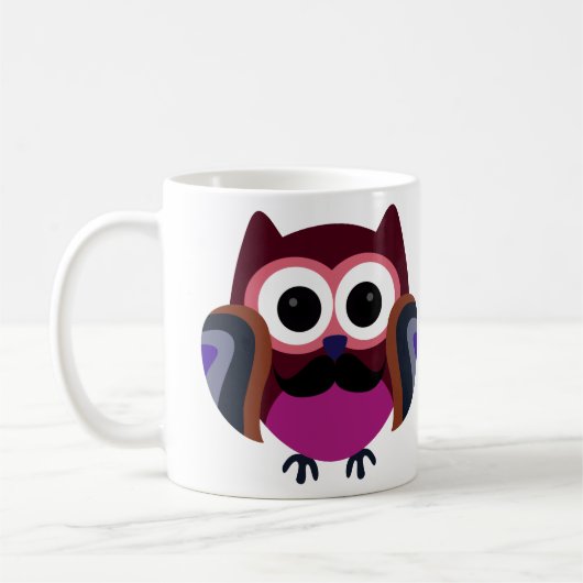 Retro Owl met Mustache Koffiemok (Links)
