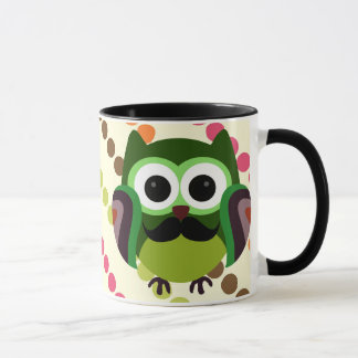 Retro Owl met Mustache Mok