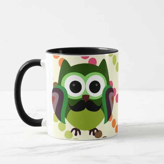 Retro Owl met Mustache Mok (Links)