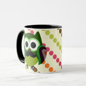 Retro Owl met Mustache Mok (Voorkant links)
