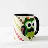 Retro Owl met Mustache Mok (Voorkant rechts)