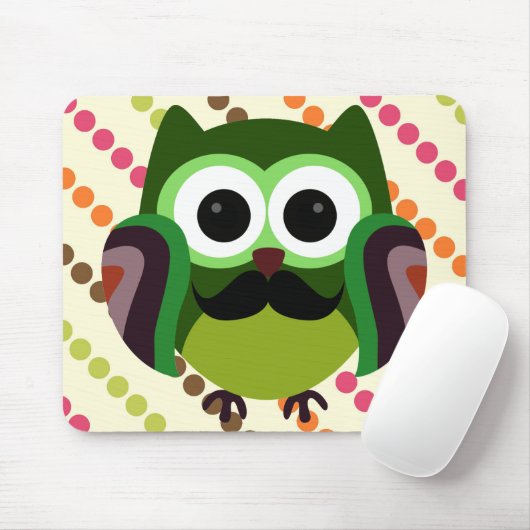 Retro Owl met Mustache Muismat (Met muis)