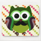 Retro Owl met Mustache Muismat (Voorkant)