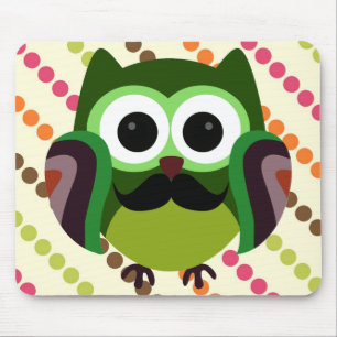Retro Owl met Mustache Muismat