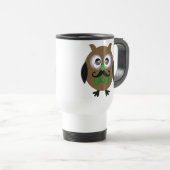 Retro Owl met Mustache Mustache Reisbeker (Voorkant rechts)