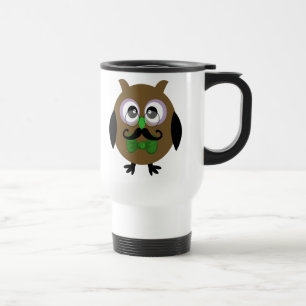 Retro Owl met Mustache Mustache Reisbeker