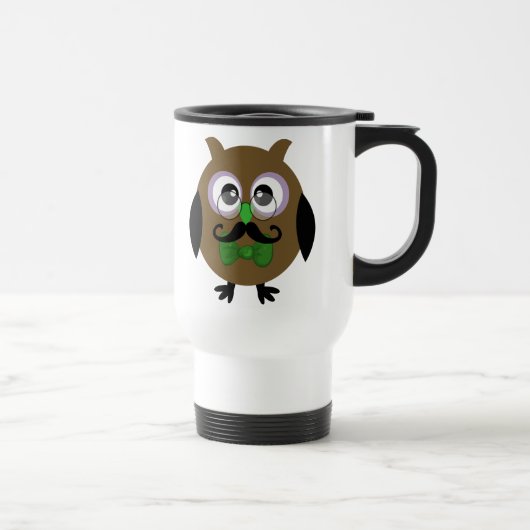 Retro Owl met Mustache Mustache Reisbeker (Rechts)