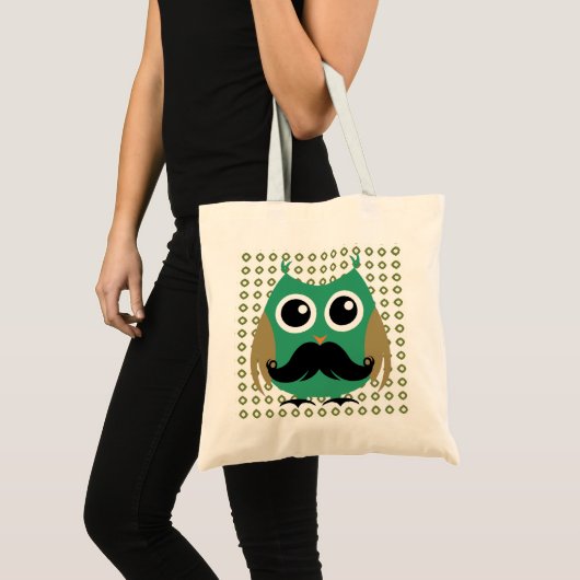 Retro Owl met Mustache Mustache Stache Tote Bag (Voorkant (product))