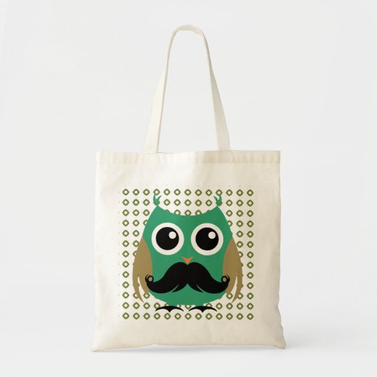 Retro Owl met Mustache Mustache Stache Tote Bag (Voorkant)