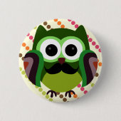 Retro Owl met Mustache Ronde Button 5,7 Cm (Voorkant)