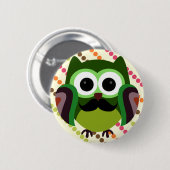 Retro Owl met Mustache Ronde Button 5,7 Cm (Voorkant /achterkant)