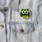 Retro Owl met Mustache Ronde Button 5,7 Cm (In situ)