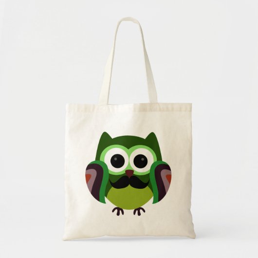Retro Owl met Mustache Tote Bag (Voorkant)