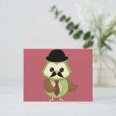 Retro Owl met Pet, stropdas en snor Briefkaart (Staand voorkant)