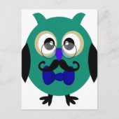 Retro Owl met snor en bril Briefkaart (Voorkant)