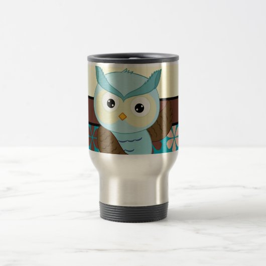 Retro Owl op Funky Flower Background Reisbeker (Center)