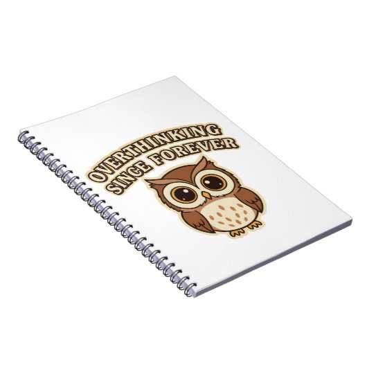 Retro Owl Overthinking Lined Notebook Notitieboek (Rechterzijde)