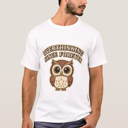 Retro Owl Overthinking Men’s Graphic T-Shirt (Voorkant)