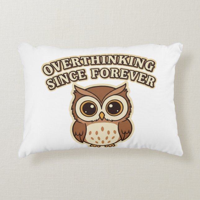 Retro Owl Overthinking Rectangular Pillow Accent Kussen (Voorkant)
