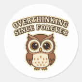 Retro Owl Overthinking Vinyl Sticker (Voorkant)
