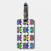 Retro Owl Patroon Bagagelabel (Achterkant verticaal)