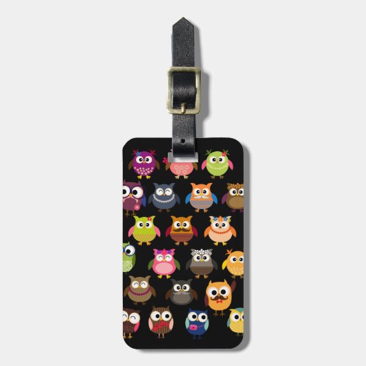 Retro Owl Patroon Bagagelabel (Voorkant verticaal)