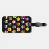 Retro Owl Patroon Bagagelabel (Achterkant horizontaal)