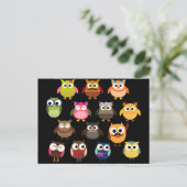 Retro Owl Patroon Briefkaart (Staand voorkant)