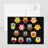 Retro Owl Patroon Briefkaart (Voorkant / Achterkant)