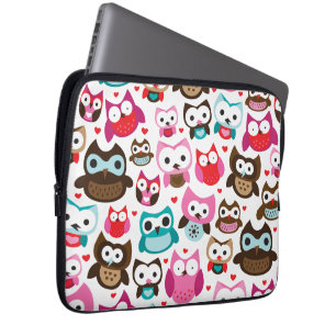 Retro owl patroon laptophoes laptop sleeve
