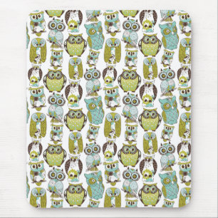 Retro Owl patroon leuke grappige achtergrond Muismat