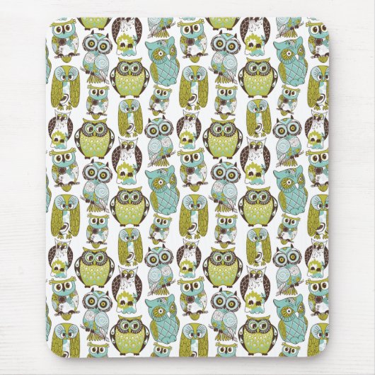 Retro Owl patroon leuke grappige achtergrond Muismat (Voorkant)