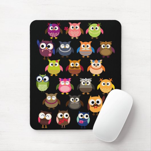 Retro Owl Patroon Muismat (Met muis)