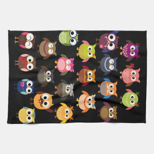 Retro Owl Patroon Theedoek (Horizontaal)