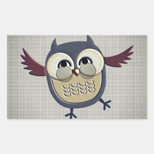 Retro Owl Rechthoekige Sticker (Voorkant)