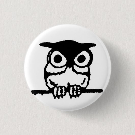 retro owl ronde button 3,2 cm (Voorkant)