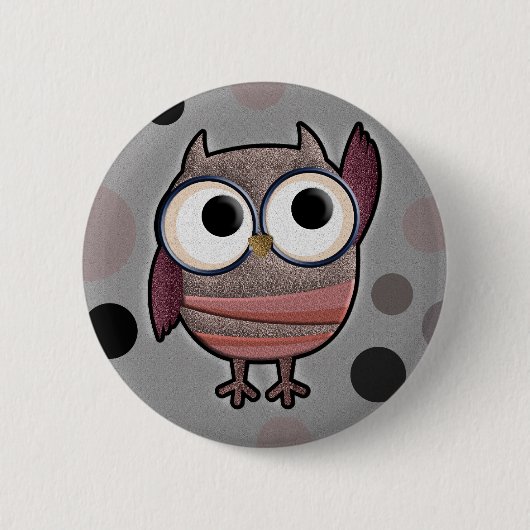 Retro Owl Ronde Button 5,7 Cm (Voorkant)